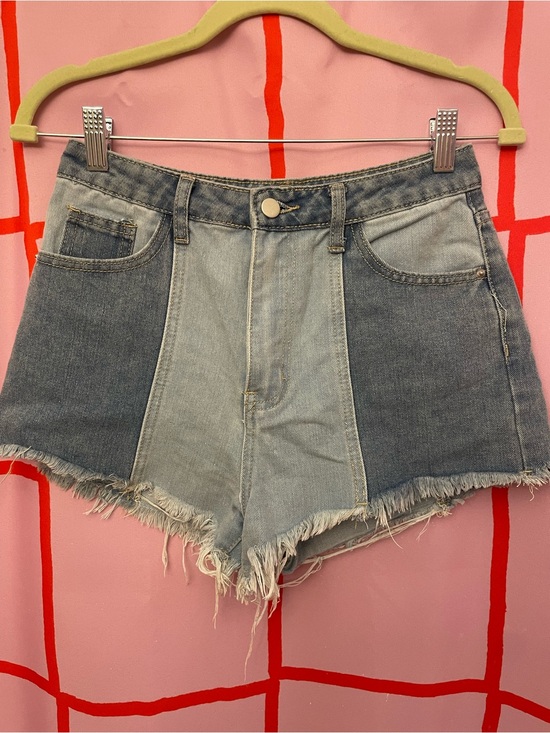 SHEIN Pants - High-Waist Two-Tone Denim Shorts